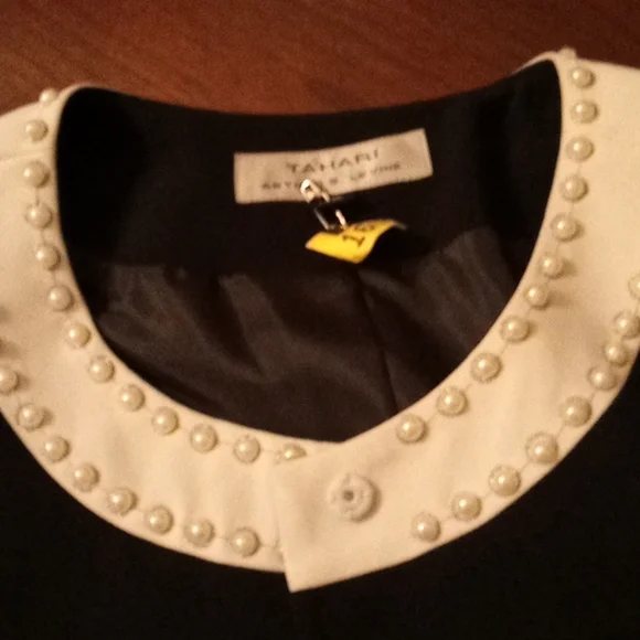 Women's Dress jacket 💙 AND WHITE BY TAHARI Arther S Le Vine Pearl Beaded - Picture 2 of 7